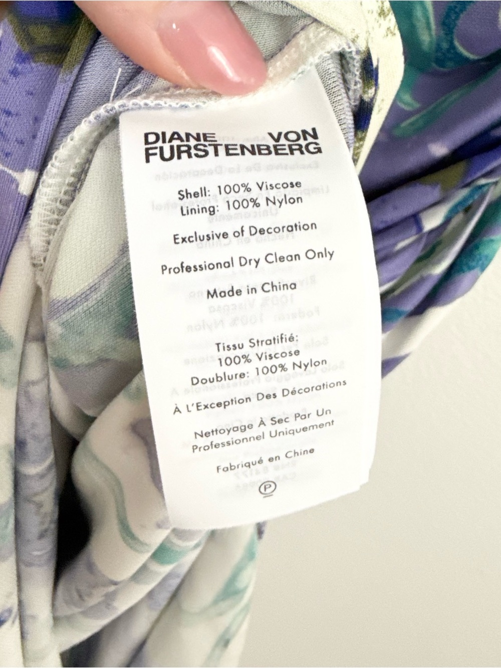 Diane Von Furstenberg Purple, Teal & White Floral Wrap Midi Dress size L (8) - Picture 6 of 7